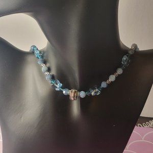 Forever, Santa Maria aquamarine adorned with Swarovski crystals, fabulous choker